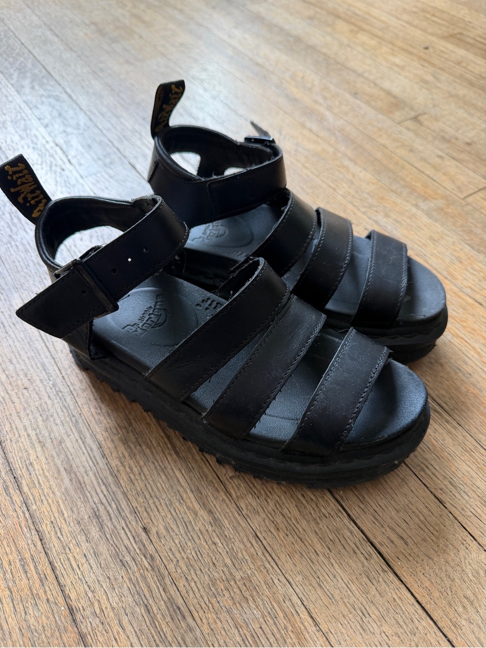 Dr. Martens Black Leather Platform Sandals